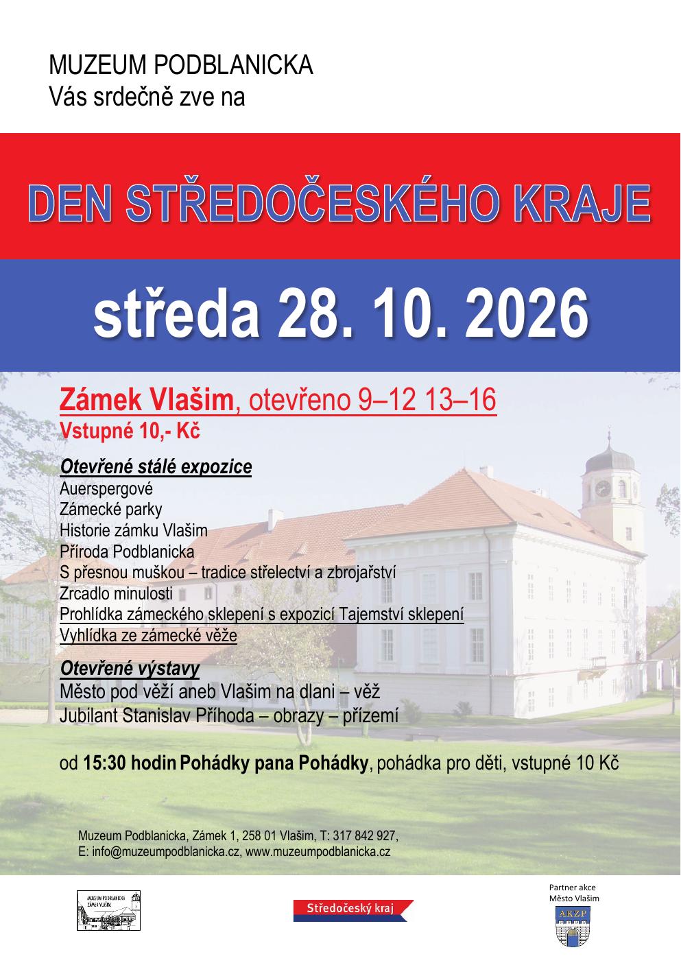 Plakát Dne Středočeského kraje 2026 na zámku Vlašim