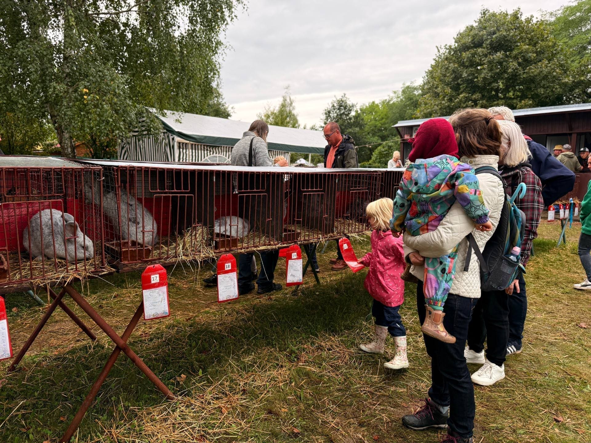 Návštěvníci u klecí s králíky na výstavě Českého svazu chovatelů ve Vlašimi