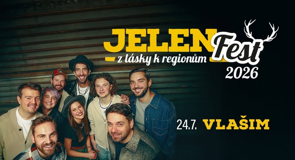 Kapela Jelen na oficiálním promo plakátu festivalu JelenFest 2026 ve Vlašimi