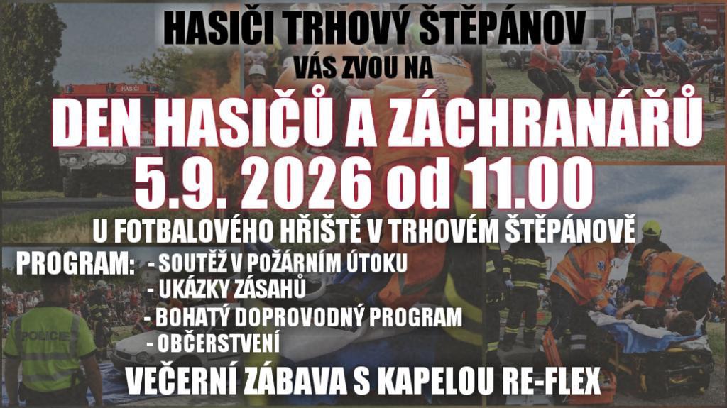 Plakát Dne hasičů a záchranářů v Trhovém Štěpánově