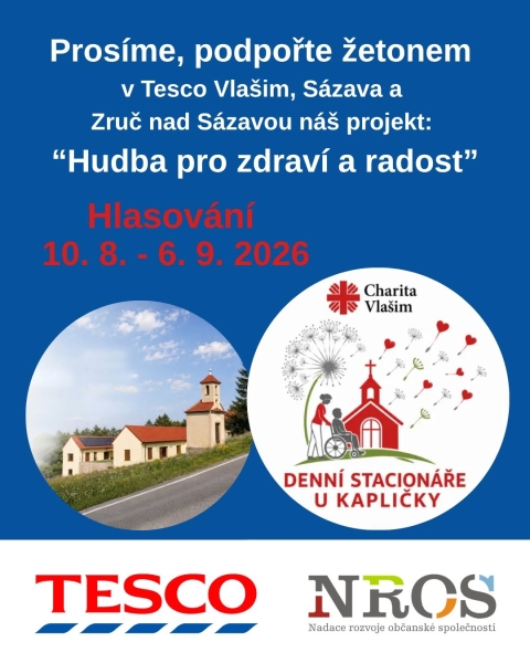 Plakát hlasování v Tescu pro projekt Hudba pro zdraví a radost