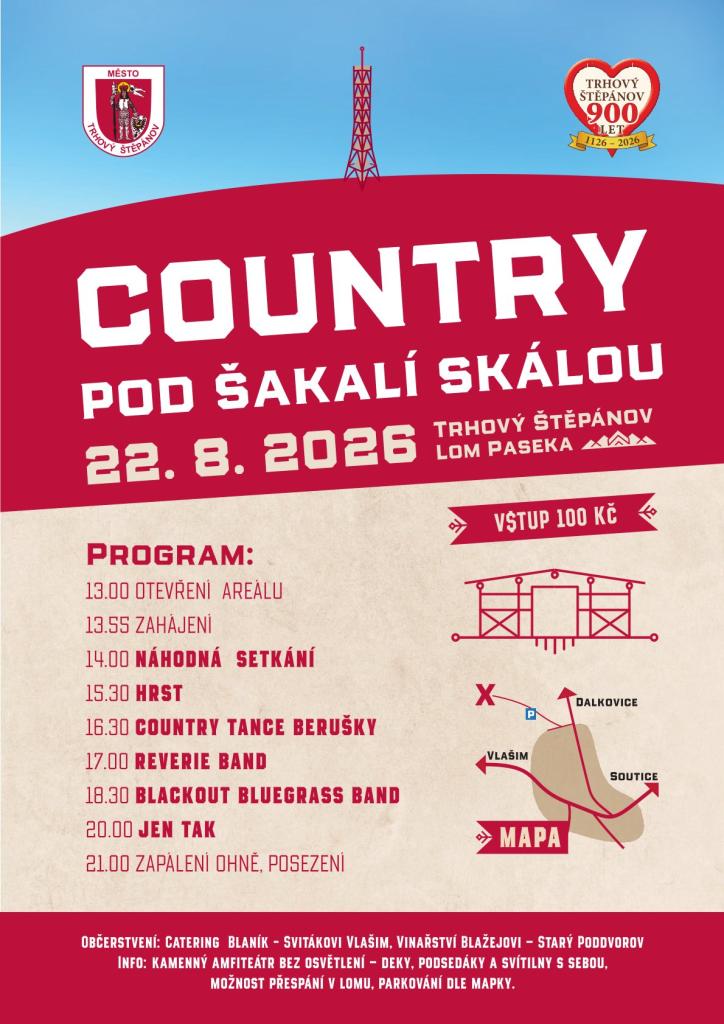 Plakát festivalu Country pod Šakalí skálou 2026