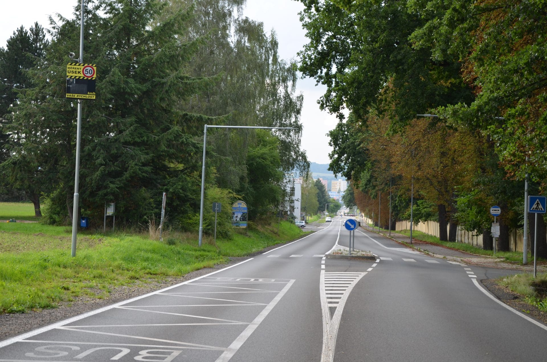 Výjezd z Vlašimi s dopravním značením